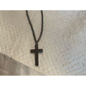 Black hematite cross and necklace.